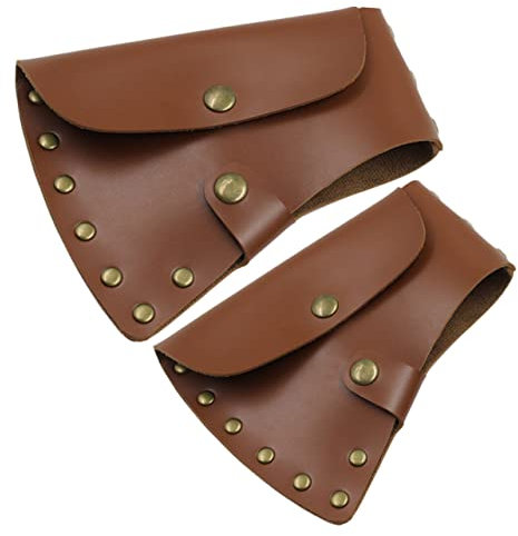 KONTONTY 2pcs Leather Protective Cover Head Case for Outdoor Camping Blade Protector Case