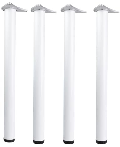 Set of 4 Adjustable Table Legs for Breakfast Bar or Worktop, Height Options 710/820/870/1100mm Steel Support for Kitchen Table Desk Furniture DIY (White, 71cm)