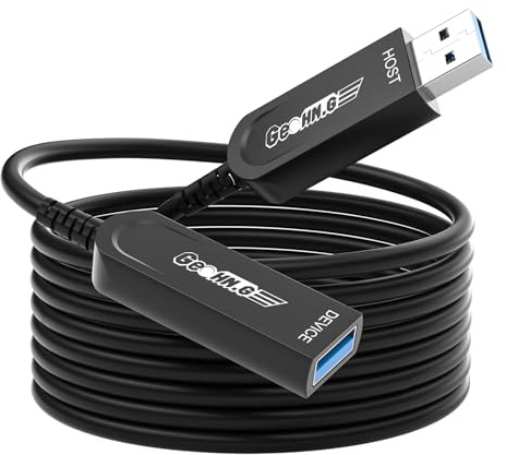 GeoHN.G Glasfaser USB Verlängerung Kabel 10Gbps USB 3.1 Verlängerungskabel A Stecker auf A Buchse Extender Kabel für Webcam, Tastatur, Kartenlesegerät, Festplatte, Drucker, Scanner, 10M