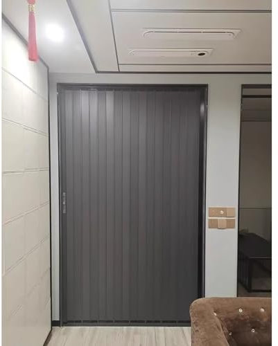 falttür Graue Falttür aus Aluminiumlegierung mit Schloss, 203213cm hohe temporäre Sichtschutz-Falttüren for Dusche, Schlafzimmer und Garderobe, wasserdichte Außentür(H 213cm/84in,W 113.5cm/45in)