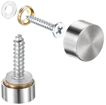 TA-VIGOR 10mm Mirror Screw Cover Caps, 12PCS Silver Brushed Screw Caps | Brass Decorative Caps Cover Nails, Screw Caps Covers Fasteners for Mirrors, Glass Panels, Bathroom, Sign Boards, Advertising