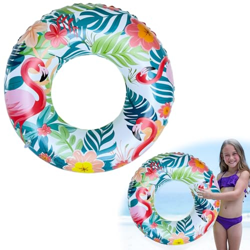 LUMOOM Schwimmringe für Erwachsene, Groß Schwimmreifen, Aufblasbare Wasserspielring, Hawaii Flamingo Palme Schwimmring, Wasserspielzeug für Pool Strand Schwimmbad Draußen (B)
