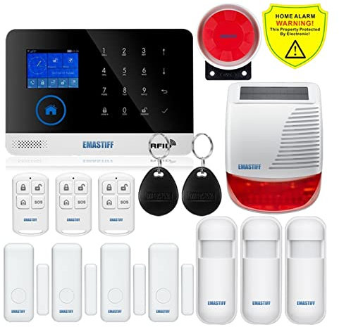 Kit Alarma Casa, Seguridad inalámbrica más nueva Tuya Wifi gsm sim Tarjeta En ru es pl Sistema de alarma inteligente conmutable TUYA RFID de la aplicación Control remoto(W2B Bundle F)