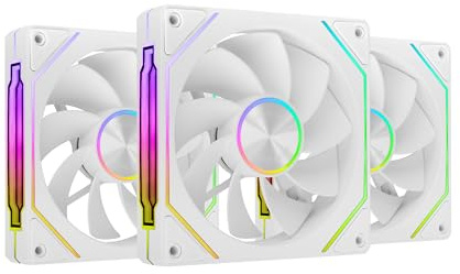Mars Gaming MF-LINKFINITYKIT2R, Kit 3x Ventilateurs Modulaires PWM 120mm à Pales Inversées, Éclairage ARGB Infinity Mirror, Système Modulaire LINKFINITY Magnétique, Configuration Flexible 2+1, Blanc