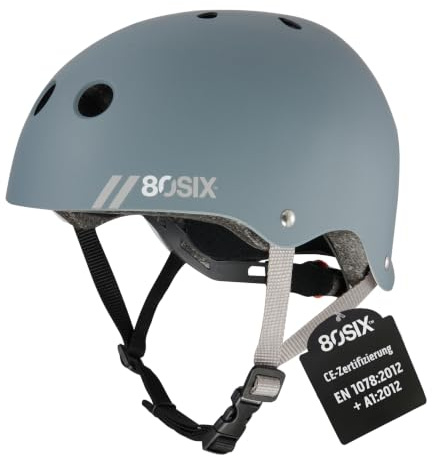 80SIX Skaterhelm Kinder, Verstellbarer Fahrradhelm für Jugendliche und Erwachsene, CE EN1078 Zertifiziert, für Skateboard, Fahrrad, Roller, E-Scooter, 49-61cm