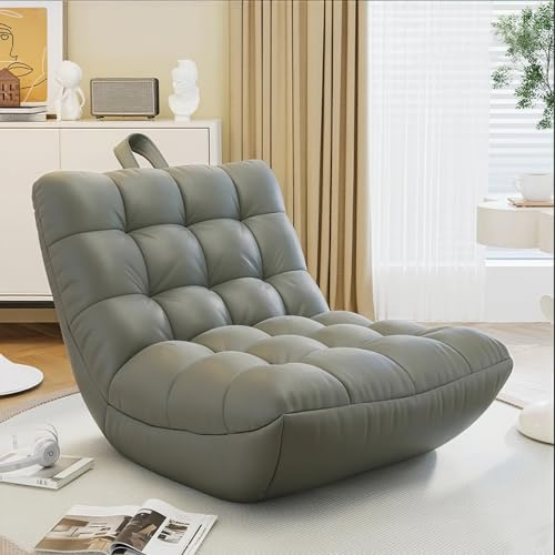 KBZSlyn Funda de puf (sin Relleno) con reposapiés otomano, Tumbona vacía, sofá Cama, Saco de Dormir | Piel sintética Impermeable | Rellénala tú Mismo for Interiores y Exteriores(Grey Sofa Cover Only)