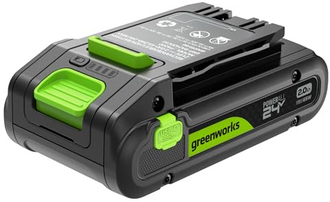 Greenworks 24V 2,0 Ah Batteria con Porta USB-C Ricaricabile agli Ioni di Litio ad Alte Prestazioni Compatibile con Tutti gli Oltre 200 Utensili Greenworks da 24V,Garanzia di 2 Anni - PA200