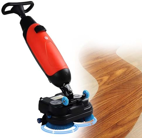 Lavasciuga Pavimenti Commerciale con Batteria Ricaricabile, Macchina Lavapavimenti a Spinta Manuale 3-in-1, 17 Pollici, per Piastrelle, Parquet e Cemento, Serbatoio Trasparente(Red)