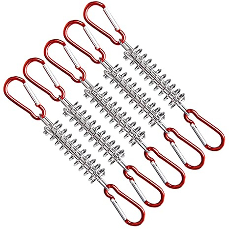 5 piezas de acero tensor de cuerda para tienda de campaña con mosquetón, tensor de cordón, pinzas de camping al aire libre, hebilla de resorte, pinzas de camping al aire libre, hebilla de resorte