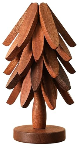 Holzuntersetzer Baum: 5 Natürlichem Untersetzer Holz Baum, Weihnachtsbaum Topfuntersetzer Haltbare, Hitzebeständige rutschfeste Tischsets, Tannenbaum Untersetzer Holz Für Heiße Gerichte