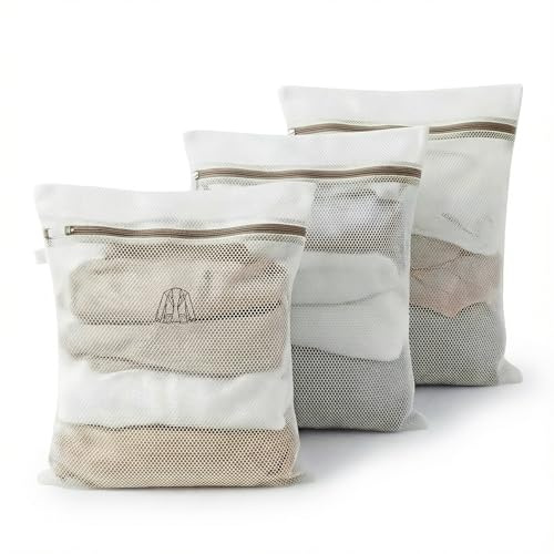 IBOPUXIU 3 Filets à Linge Machine à Laver 50x60 cm, Filets de Lavage pour Manteaux, Draps, Vêtements de Voyage et Bébé, Anti-déchirure, Fermeture Éclair Invisible