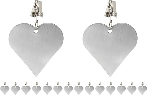 Relaxdays 8er Set Tischdeckenbeschwerer, Tischtuchhalter zum Beschweren, Herz, In- & Outdoor, Edelstahl, Silber (Packung mit 2)