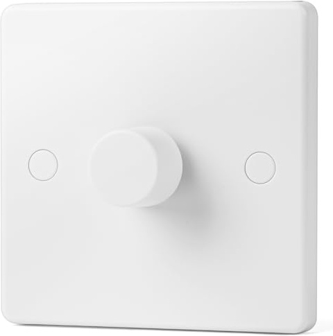 AXFEE LED Dimmer Switch, 1 Gang 220V Trailing Edge Inline Dimmer Light Switches Rotary ON/OFF, Suitable for Home 5-200W Dimmable LED, Halogen Bulbs, Ceiling, Incandescent Lights(White)