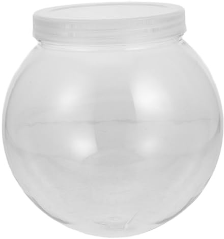 iplusmile Kleines Aquarium Eleganter Moderner Runder Stil Fischglas mit Deckel aus Bruchsicherem Pet Kunststoff 2200ml Fassungsvermögen für Schreibtisch für Dekorative Räume