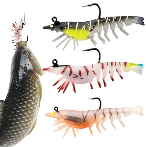 Räkformade fiskebeten tillverkade av mjuk PVC Färgglada, lätta att med