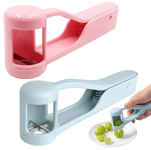Weintrauben Schneider, 2 Stück Traubenschneider, 1 Hellblau Und 1 Pink, Praktischer Trauben Teiler, Ideal Als Obstschneider Schneidfang, Nützliches Küchengadget Für Haushalt