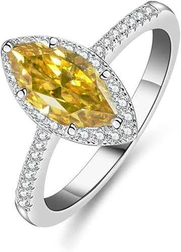 bague en diamant, Bague en moissanite for femme, taille marquise, argent sterling S925, diamant de laboratoire
