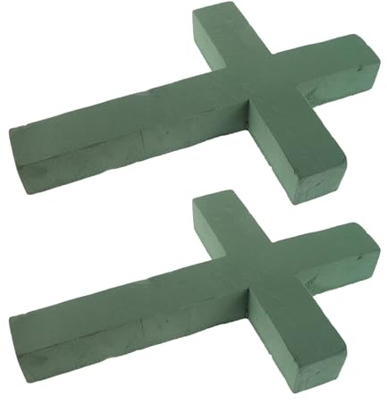 Gadpiparty Base de Espuma Floral en Forma de Cruz Espuma Verde Fácil de Moldear Hidratación Prolongada 2 Piezas para Arreglos Funerarios y Cementerio para Flores