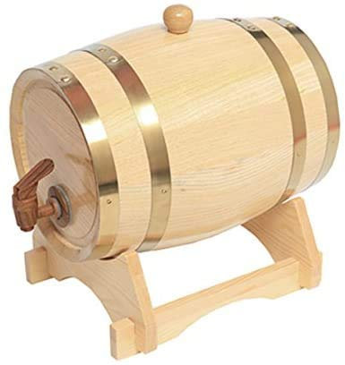 Barril de madera de roble para almacenamiento o envejecimiento de vino y licores, de 1,5 a 20 l, Blanco, 5 L