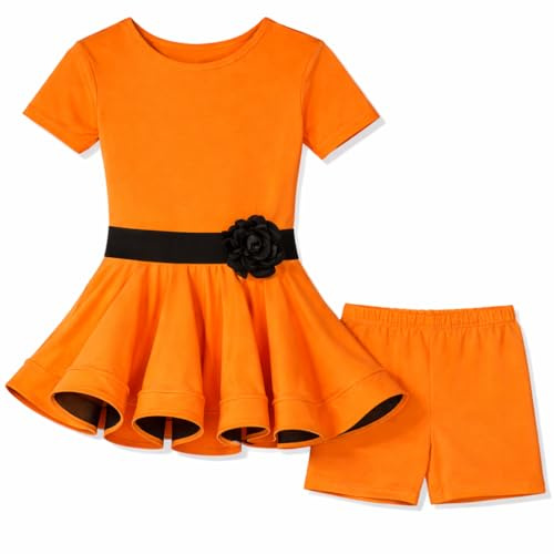 Matissa Vestito da Ballo per Bambini Balletto Latin Rumba Samba Dress Gonne Dancewear Girls Kids 3-15 Years (140 (10-11 Anni), Arancia)