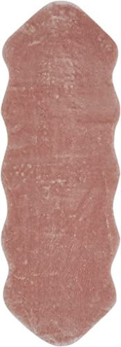 andiamo matta lammskinn – fuskpäls – fluffig matta sovrum – lämplig som sängmatta sovrum eller som pälsmatta vardagsrum – lammskinnsimitation lättskött 55 x 160 cm rosa