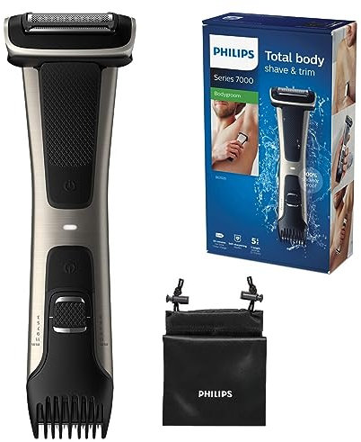 Philips BG7025/15 Bodygroom 7000 Depilatore Corpo da Uomo, Wet&Dry, Pettini Regolabili 3-11 mm, Testina 4D, Autonomia fino a 80 min