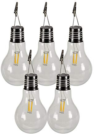 Dehner Solar-Glühbirne 5er Set, 10 x 17 cm, Glas, transparent