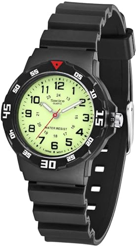 Children Analog Watch Waterproof Time Teaching Boys Girls Watch Soft Band Learning Time Wrist Watch for Kids (Black-pre-Sale)