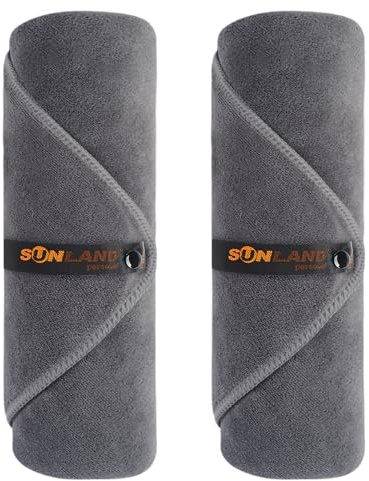 Sunland Mikrofaser Handtuch Großes Ultra Weiches Perfekte Gym Handtuch, Strandhandtuch und Reisehandtuch Schnelltrocknend & Saugstark für Erwachsene und Kinder, 61cm x 122cm, Grau, 2 Stück