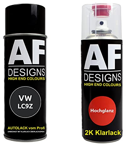 Alex Flittner Designs Spraydose Set für VW LC9Z Black Magic Pearl 2K | Autolack-Spraydosen-Set für VW Farbcode: LC9Z Black Magic Pearl