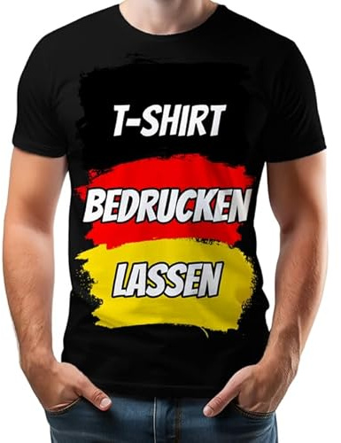 BLAK TEE Herren Tshirt Bedrucken Lassen — T Shirt Bedrucken mit Wunschname und Foto — Tshirt Selbst Gestalten mit Personalisiert Sprüchen — Custom Tshirt mit Tshirt Rückenprint Schwarz S