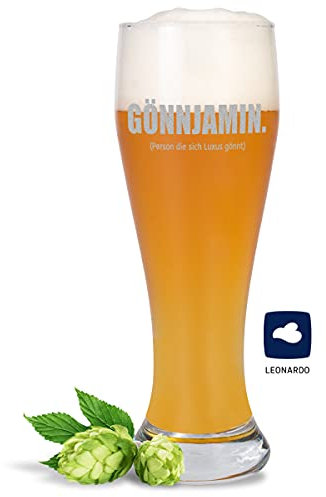 JUNIWORDS Weizenbierglas mit Gravur, Gönnjamin (Person die sich Luxus gönnt), Bierglas