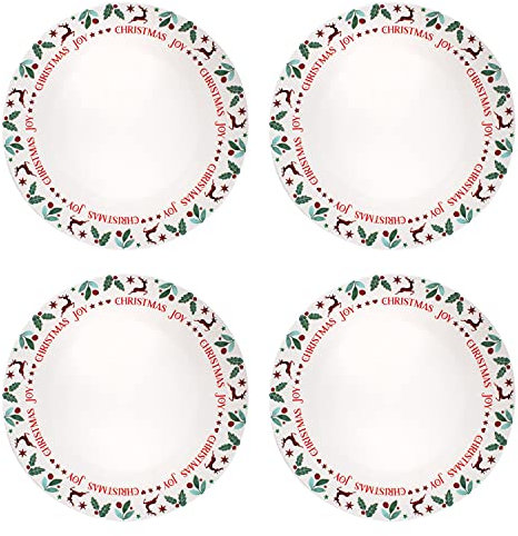 Harvey & Mason Set Of 4 Dinner Plates Joy Range Porcelain Festive Christmas Dinner Setting Decor Party