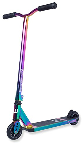 Longway Stunt Scooter - Adam - Robuster Stuntscooter, 6061 T6 gehärtetes Alu, ABEC 9, 110mm Wheels, Flex Brake, kickscooter, Roller, Trick, Funroller, Full neo Chrome, Rainbow, Einheitsgröße