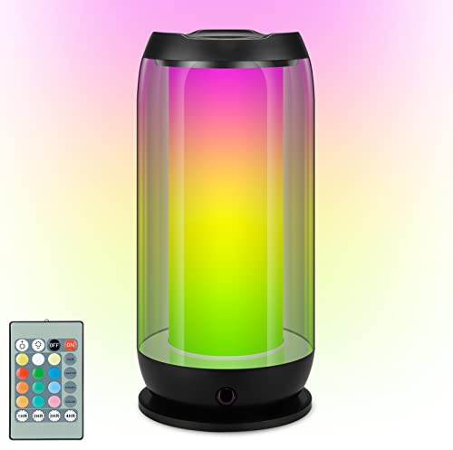 BIGMONAT Bedside Table Lamp with Remote, Color Changing Desk Lamp with Timer, Dimmable RGB Table Light for Computer Bedroom Mood Lighting, Black, 1 Pack