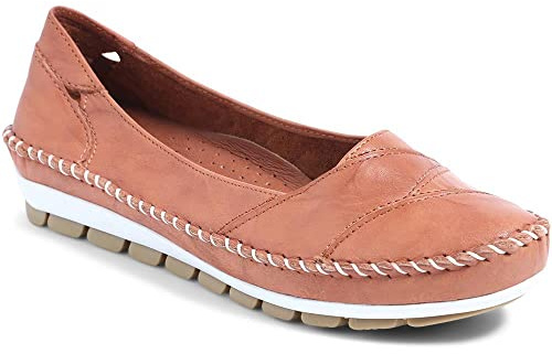 Leather Slip-On Shoes - Tan Size 7