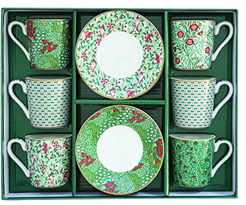 Easylife - COFFRET 6 TASSES A CAFE EN PORCELAINE 100ML FLORAL FANTASY - EASYLIFE