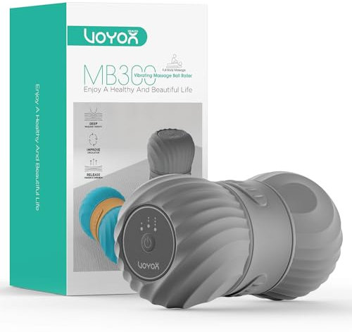 VOYOR-HEALTH Elektrisch Peanut Massageball, Faszienrolle Wirbelsäule mit Vibration, Wiederaufladbare Tiefengewebe-Triggerpunkt Selbstmassage-Ball für Faszientraining Muskelentspannung, MB300 (Grau)