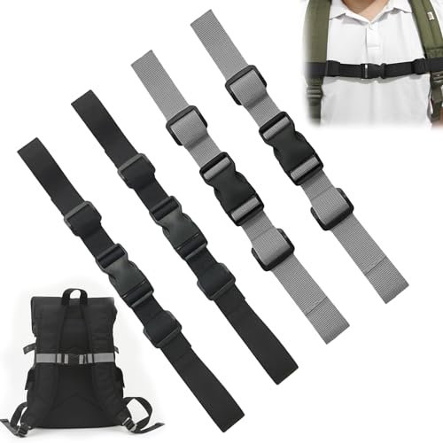MIYUANGKJ 4 STK Verstellbarer Brustgurt Rucksack, Rucksackriemen Schwarz Gurtband, Schnellverschluss Brustgurt für Rucksack Nylon Mit Schnalle für Reise Kletter Schultasche Schulranzen