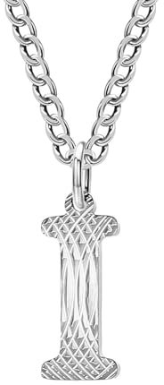 Homxi Halskette Anhänger Silber Unisex,Kette Edelstahl für Anhänger Mädchen Buchstabe I Halskette Anhänger Silber