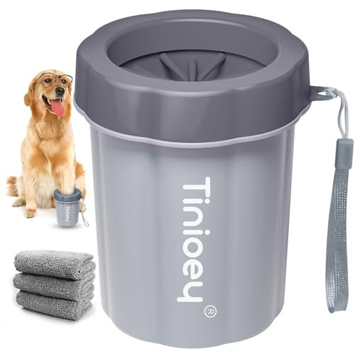 Tinioey - Pulisci Zampe Cane, Lava Zampe per Cani, Pulitore Zampe Cane con 3 Asciugamani Assorbenti, Accessori Pulizia Zampe Cane, Set Regalo Lavazampe per Cani di Piccola e Media Taglia
