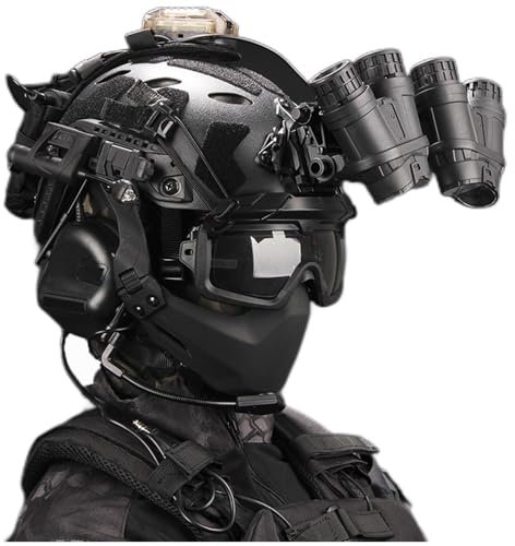 Fotrsta Fast PJ Paintball Airsoft Helm Set, Militär Taktisches Helm Mit Airsoft-Maske Tactical Headset Metall NVG-Modell L4G24-Halterung Paintball-Brille Taktische Ausrüstung