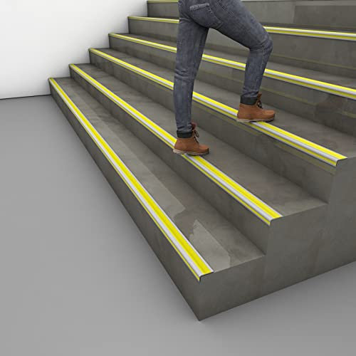 kantenschutz selbstklebend Selbstklebende Gummi-Treppenkante, gelbe Treppenkantenverkleidung/breiter Stufenkanten-Nasenschutz für innen und außen, Treppenkappen-Sicherheitsecken-Übergangsstreifen