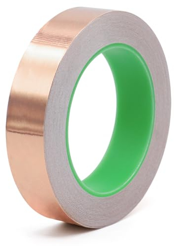 BOMEI PACK Ruban de feuille de cuivre 66ft avec adhésif conducteur pour guitare et blindage EMI, artisanat, soudure, réparations électriques, mise à la terre (25mm*20m)