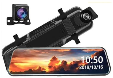 MSDDWL Dash Cam 10'' Touchscreen Auto Stream Media Dashcam DVR 1080P Dual Lens IPS Rückspiegel Dash Kamera Nachtsicht Videorecorder Dashcam Auto(1080P no WiFi - 24h 32G)