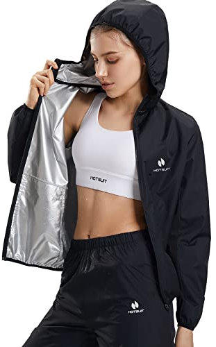 HOTSUIT Sauna suit for women with sweat jacket and sauna pant for weight loss sweat suits for slimming on Gym Black 2XL