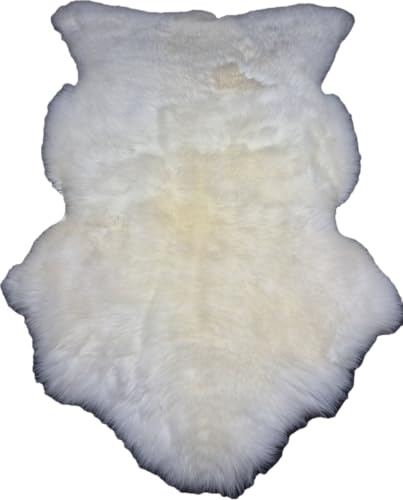 FURRYMAN Pelliccia di agnello naturale, gigante pelliccia di pecora bianca, 140 x 70 cm, senza cromo, in pelliccia di pecora naturale