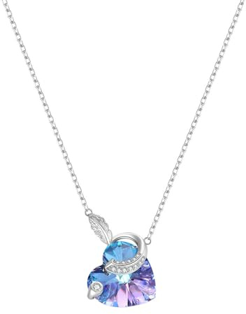 GOUWO Halskette mit Anhänger für Damen 925 Sterling Silber Herz 5A Zirkonia Halskette Weihnachten Valentinstag Partys Hochzeitstag Jahrestag Geburtstag Schmuck Geschenke für Frauen