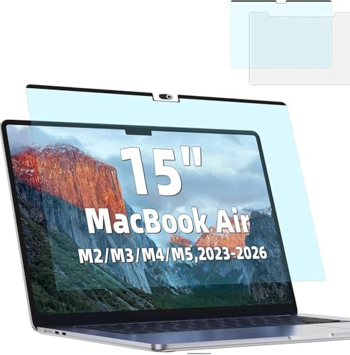 Magnetic Anti Blue Light Screen Protector for MacBook Air 15 Inch (2023-2026, M2, M3, M4. M5), Removable MAC 15.3 Blue Light Filter , Bubble-Free Install , Eye Protection Glare Laptop Screen