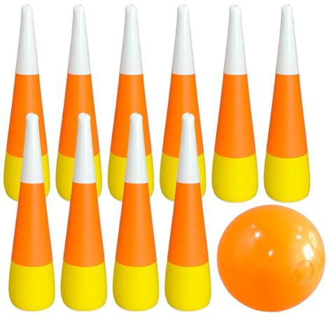 ccuzs Inflatable Design Bowling Set, Indoor Bowling Game Set, Inflatable Bowling Pins and Ball, Decorative Bowlings Set for Christmas Birthday Parties, Kids, Indoor, Orange Color